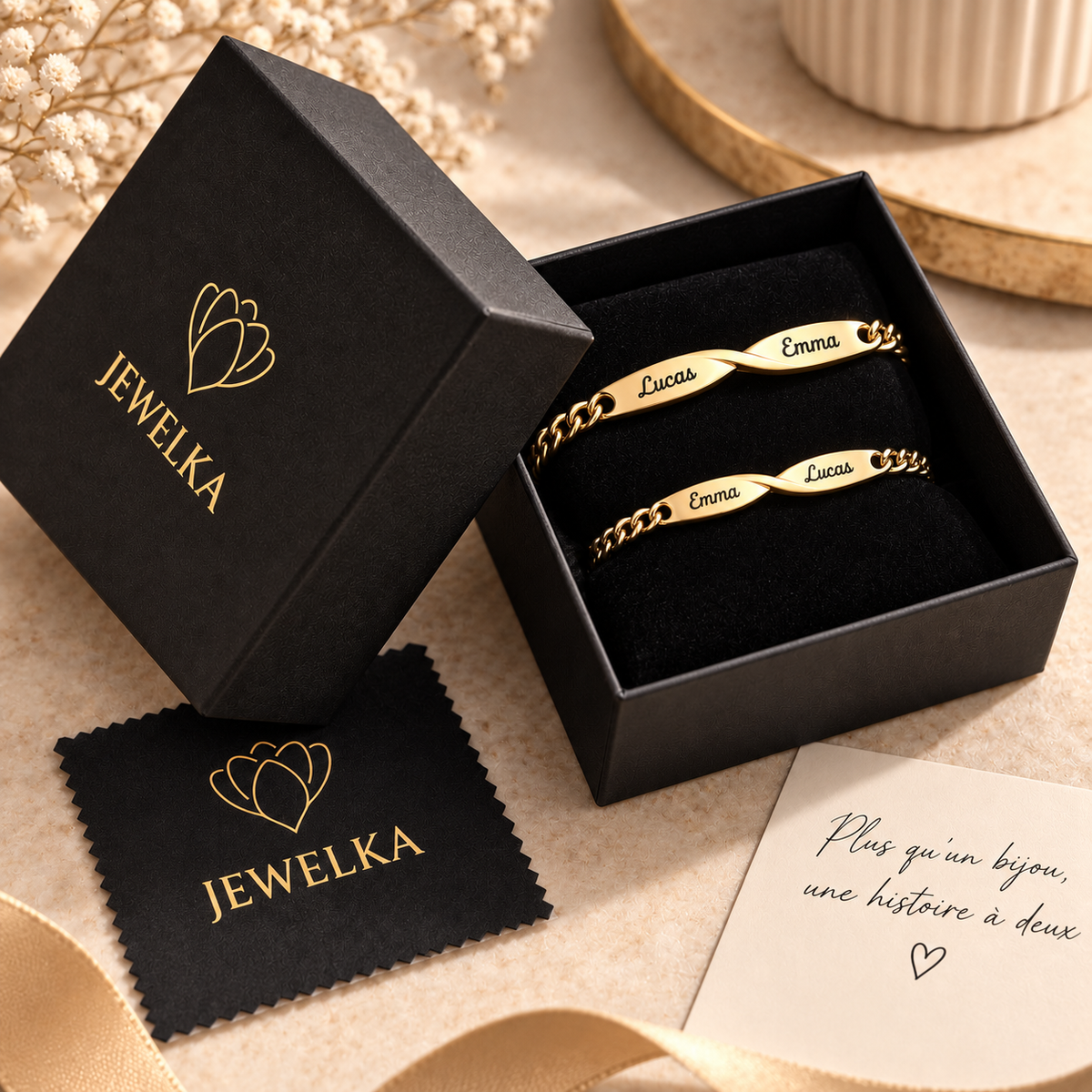 Bracelet personnalisé en acier pour cadeau couple Jewelka