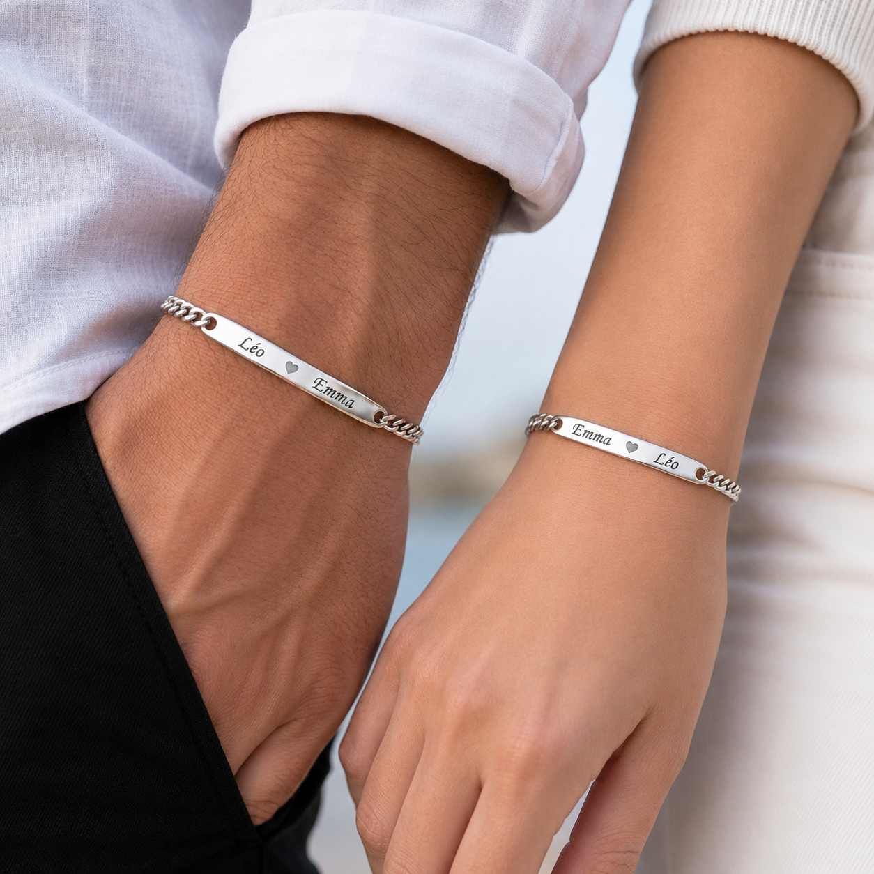 Bracelet personnalisé en acier pour cadeau couple Jewelka