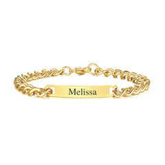 bracelet personnalisé acier inoxydable doré gravure date couple homme femme bijou personnalisé