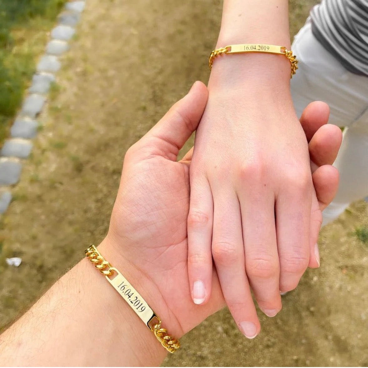 bracelet personnalisé acier inoxydable gravure date couple homme femme bijou personnalisé