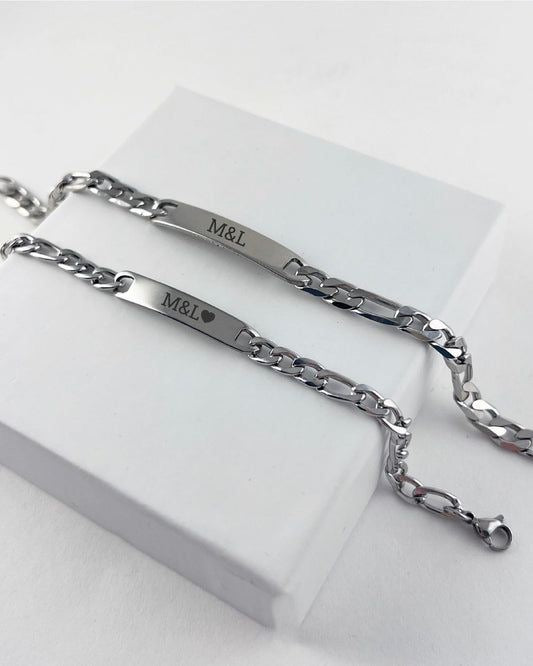 bracelet personnalisé acier inoxydable argenté gravure date couple homme femme bijou personnalisé