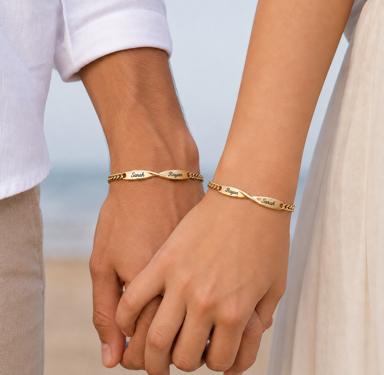 Bracelet personnalisé en acier pour cadeau couple Jewelka