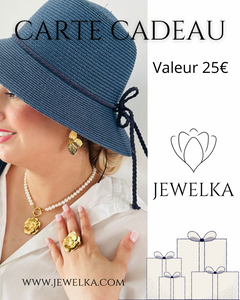 Carte cadeau d'une valeur de 25 euros pour acheter des bijoux. Idéale pour offrir un bijou élégant et personnalisé à un être cher.
